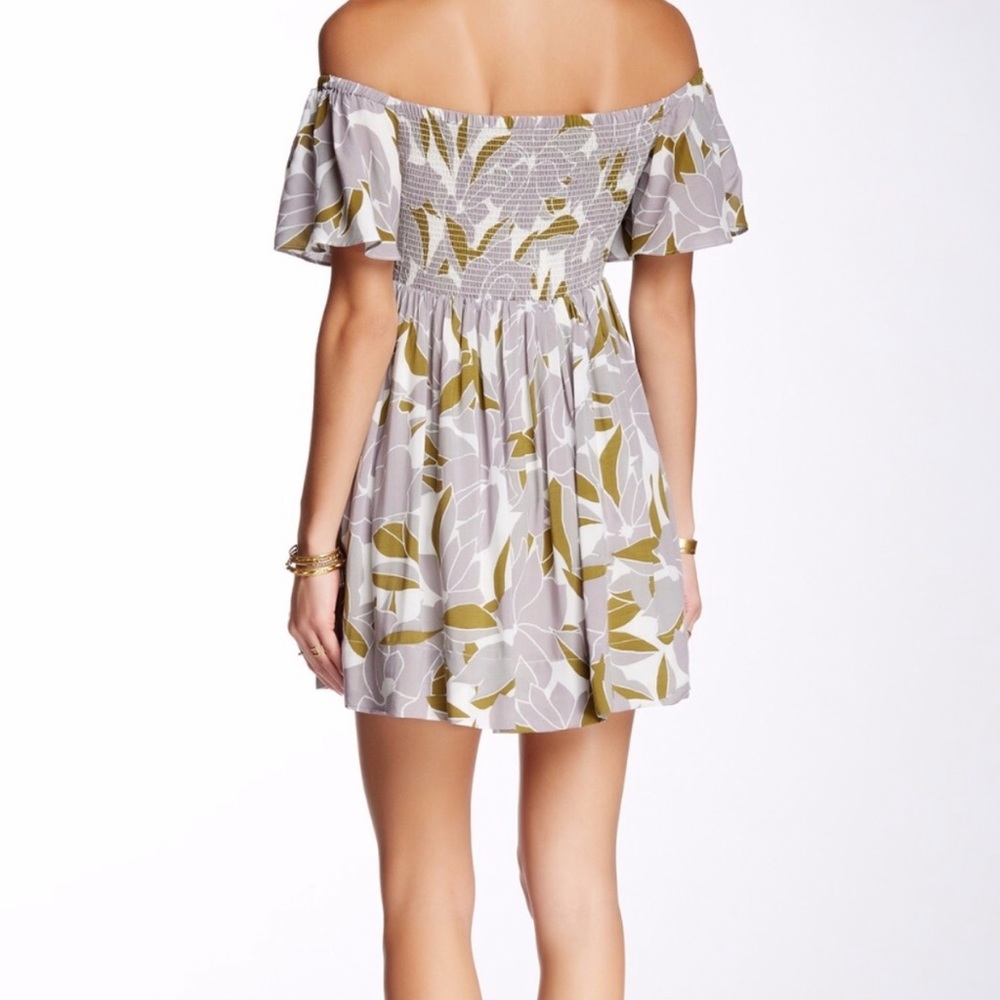 Free People Louise Smocked Off the Shoulder Mini - Picture 3 of 10